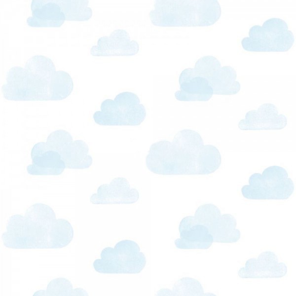 Non-woven wallpaper little cloud light blue