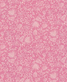 Non-woven wallpaper Pink pattern plants