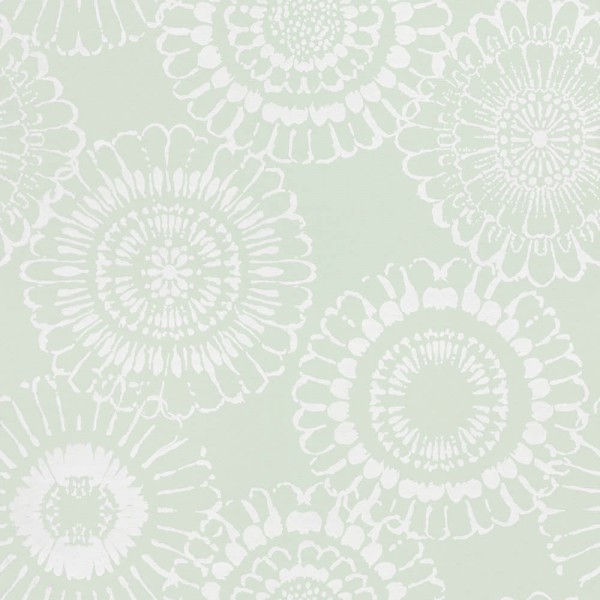 Mint flowers non-woven wallpaper