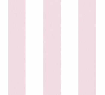 white and pink non-woven wallpaper stripes Little Love AS Creation 381482