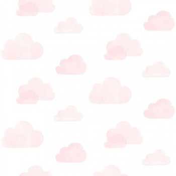 Non-woven wallpaper clouds pink