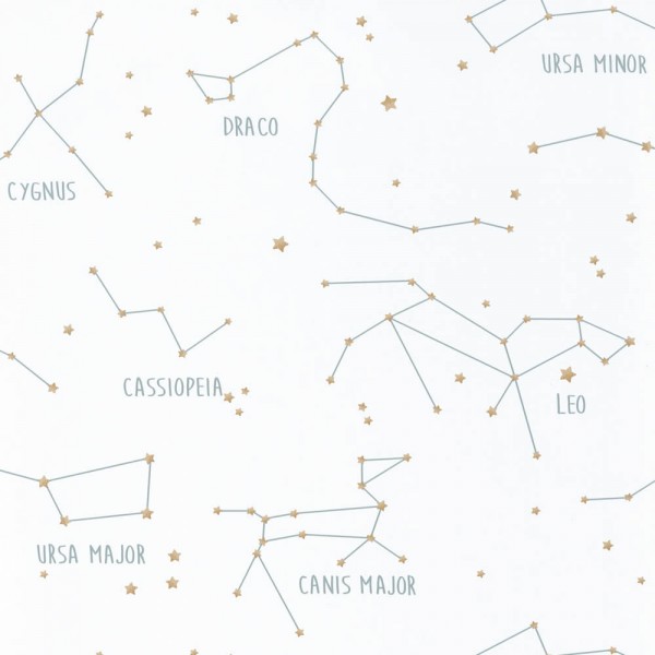 Wallpaper non-woven white constellations Caselio Our Planet