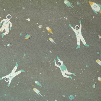 moon and space non-woven wallpaper dark green Great Kids Hohenberger 26832