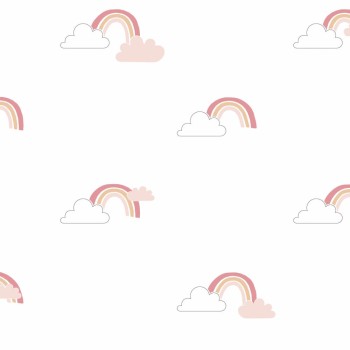 Little clouds white and pink wallpaper Mondobaby Rasch Textil 113033