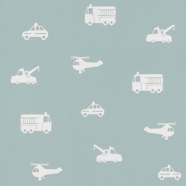 Mint vehicles non-woven wallpaper