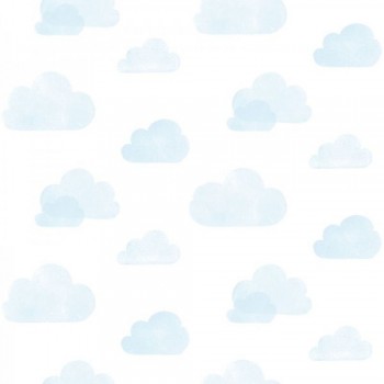 Non-woven wallpaper little cloud light blue