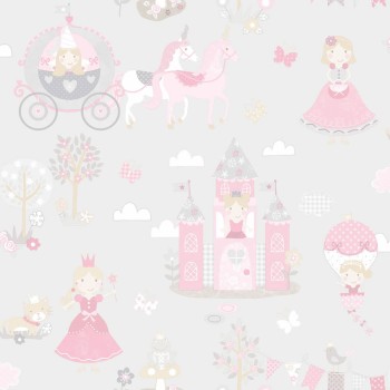 Fantasy gray and pink non-woven wallpaper Tiny Tots 2 Essener G78370