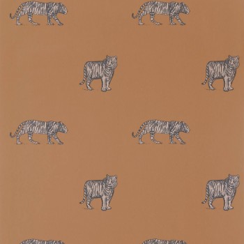 Non-woven wallpaper tiger copper-orange Our Planet OUP101962929