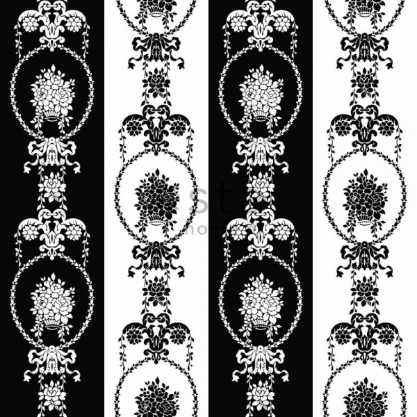 non-woven wallpaper baroque black white