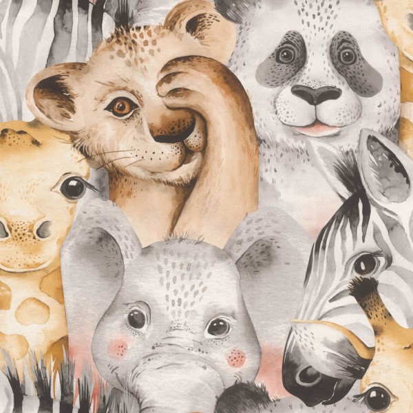 brown non-woven wallpaper Africa animals Bambino XIX Rasch 252521