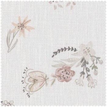 Blätter und Zweige Blumen Stoff grau und pastell Bambino XIX Rasch 840253