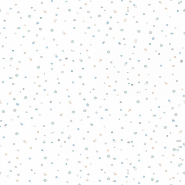 Paper-backing wallpaper white small dots of color blue green beige Ohlala