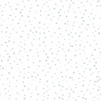 Paper-backing wallpaper white small dots of color blue green beige Ohlala