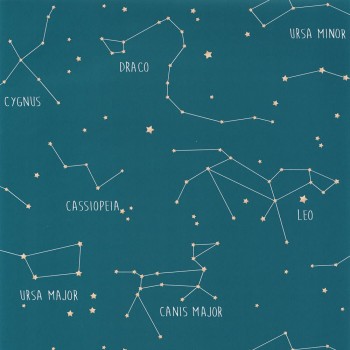 Wallpaper non-woven constellations petrol Our Planet OUP101916003