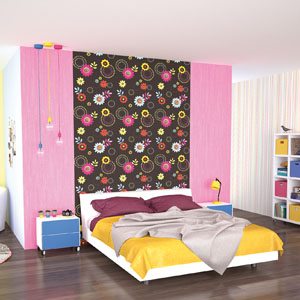 p-s-retro-blumen-motivtapete-schwarz-pink-gelb-rosa-kinderzimmer