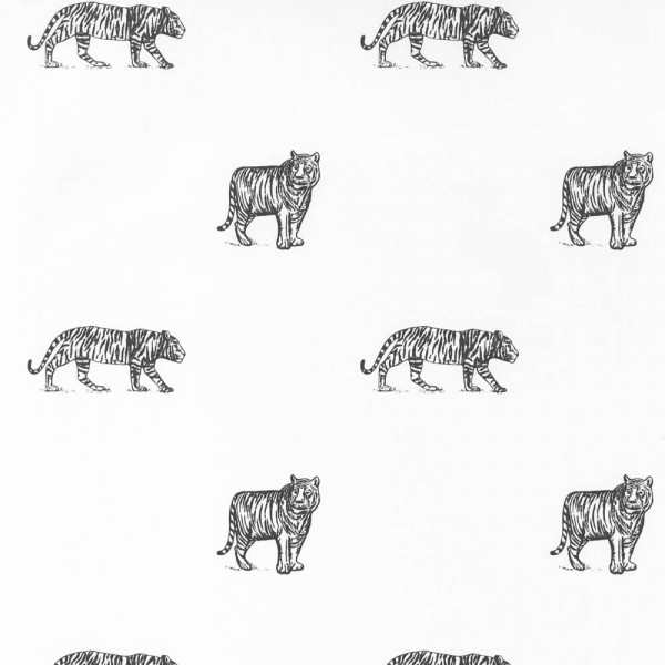 Wallpaper non-woven white black tiger Our Planet OUP101969916