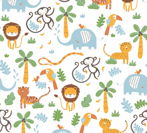 Zoomotive jungle wallpaper white and colorful Little Love AS Creation 381152