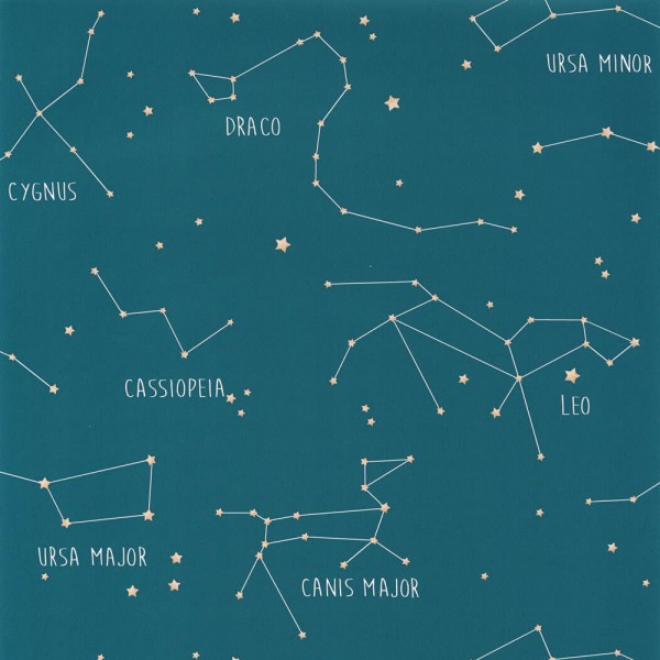 Wallpaper non-woven constellations petrol Our Planet OUP101916003