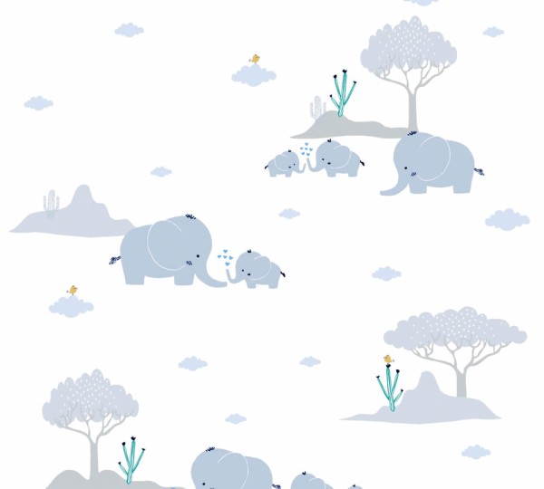 african animals animal motifs wallpaper gray and white Little Love AS Creation 381281