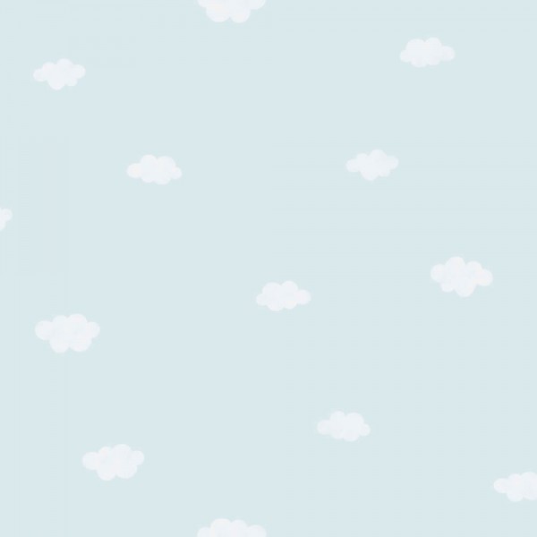 Wallpaper non-woven baby blue white clouds Rose & Nino