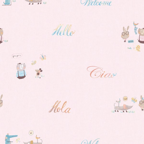 Wallpaper paper animals lettering Rosa Ohlala 335320