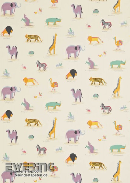 Beige safari animals decoration fabric