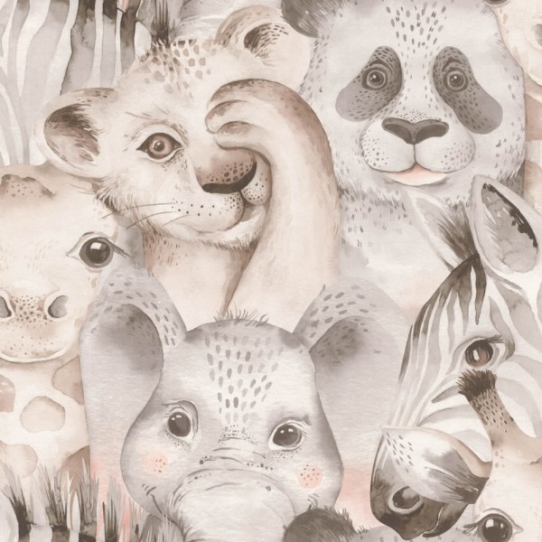 beige non-woven wallpaper baby animals Bambino XIX Rasch 252538