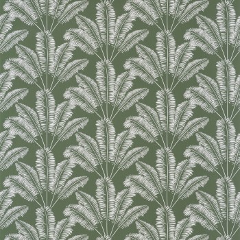 Non-woven wallpaper green white leaves Our Planet OUP101947408