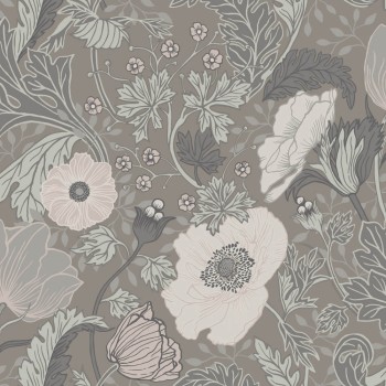 Blossom tendrils taupe non-woven wallpaper Grönhaga Rasch Textil 144102