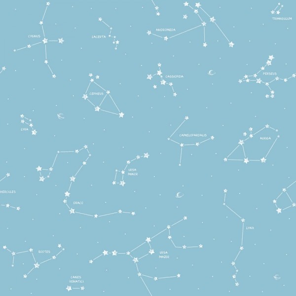 Wallpaper paper light blue white constellations Ohlala 336122