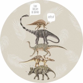 Round mural non-woven beige dinosaur 100 cm INK7673