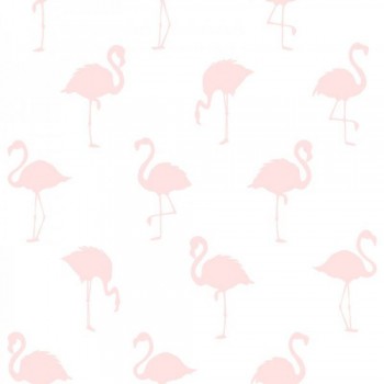 non-woven wallpaper flamingos pink