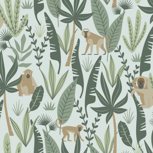 Wallpaper monkey mint green