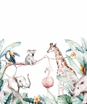 Koala und Flamingos Baby Tiere Wandbilder grün Bambino XIX Rasch 253313