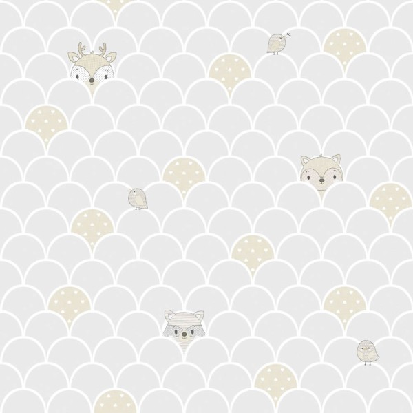 little birds children wallpaper gray and beige Mondobaby Rasch Textil 113016