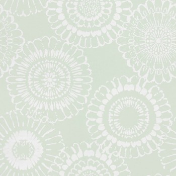 Mint flowers non-woven wallpaper