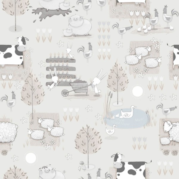 farm gray non-woven wallpaper Tiny Tots 2 Essener G78375