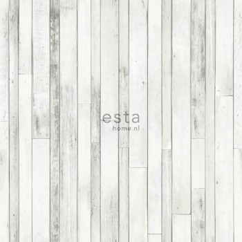 wood slat optics light grey non-woven wallpaper