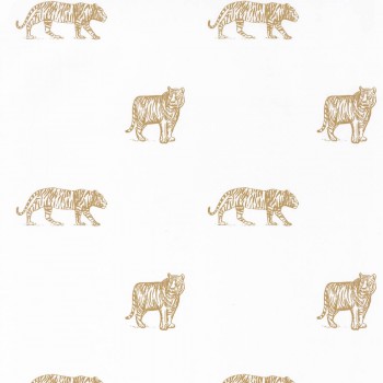 Wallpaper non-woven white tiger ocher Our Planet OUP101962105