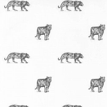 Wallpaper non-woven white black tiger Our Planet OUP101969916