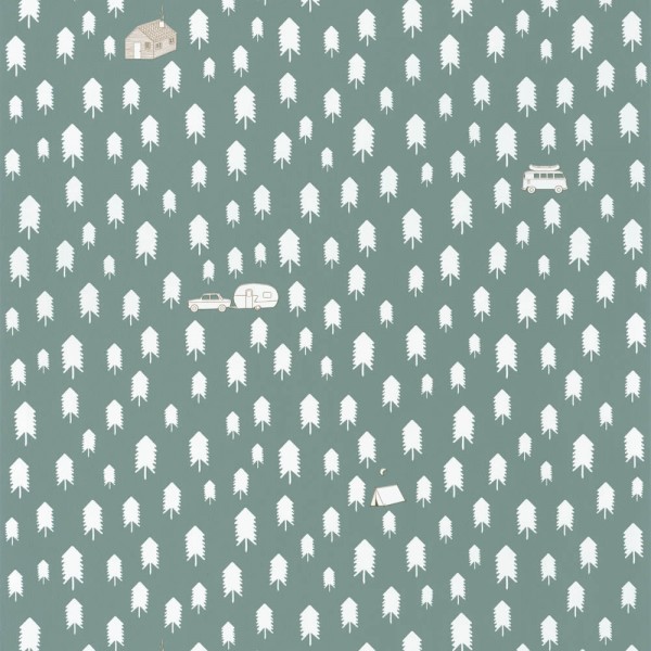 Wallpaper non-woven blue-green camping forest Our Planet OUP101977134