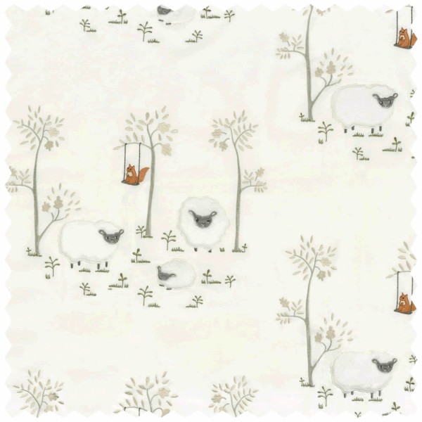 Decorative fabric cream-white sheep forest Rose & Nino