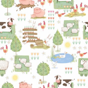 Landhaus pigs and trees wallpaper green Tiny Tots 2 Essener G78377