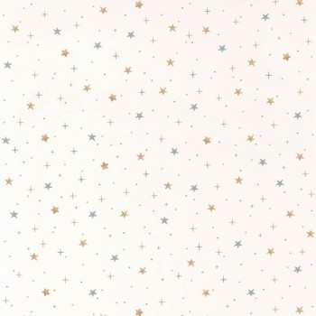 Wallpaper non-woven white brown blue stars Our Planet