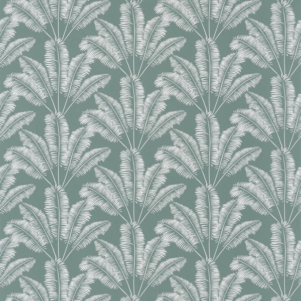 Non-woven wallpaper blue green white leaves OUP101947127