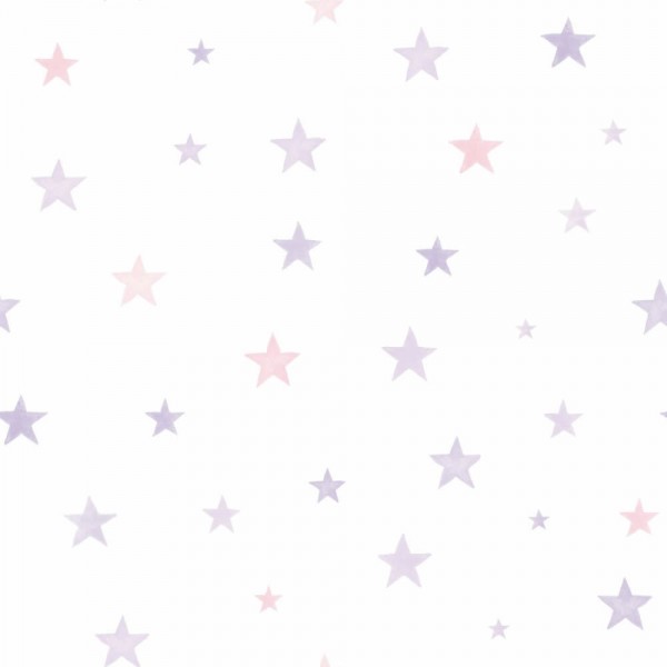 SALE 1 role Non-woven wallpaper stars pink purple