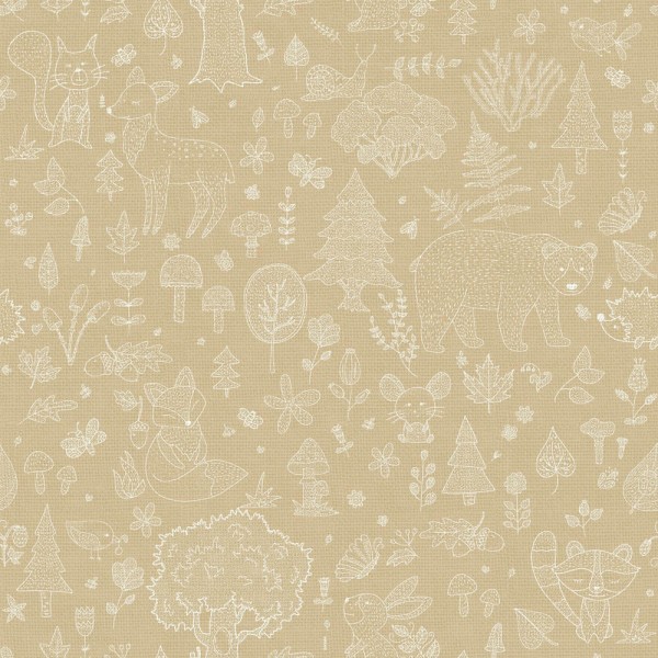 Vliestapete Tiere Wald Waldtiere beige 114808 _L4