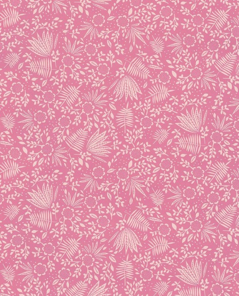 Non-woven wallpaper Pink pattern plants