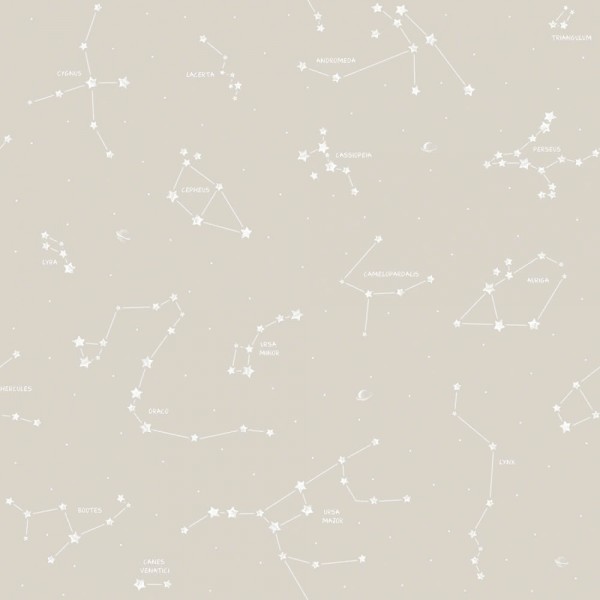 Paper-backing wallpaper white constellations beige Ohlala 336140