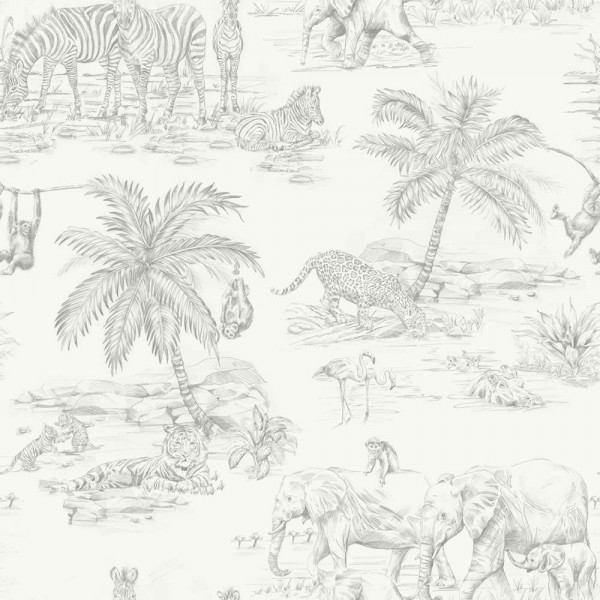 Wallpaper animals drawing cream